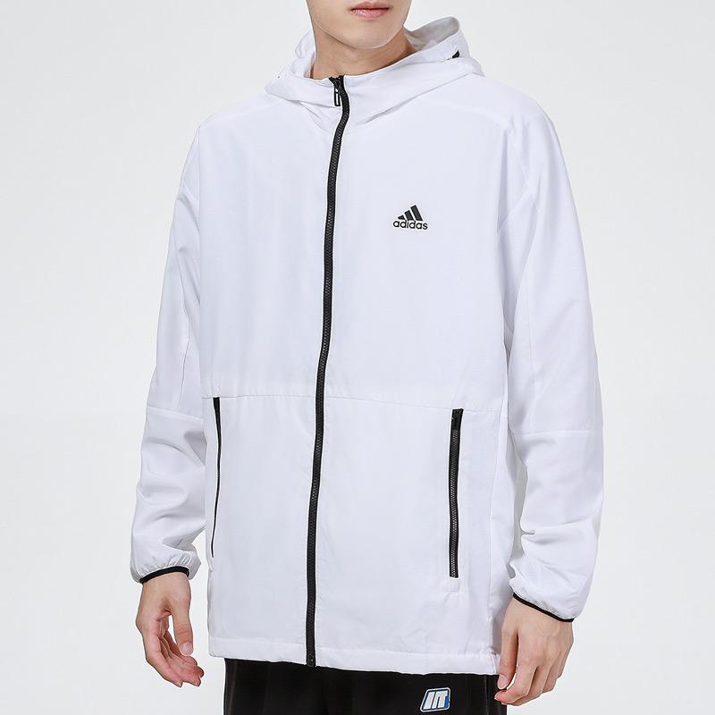 Adidas Essentials Woven Newblock Casual Breathable Hooded Jacket Men Outerwear White H40233