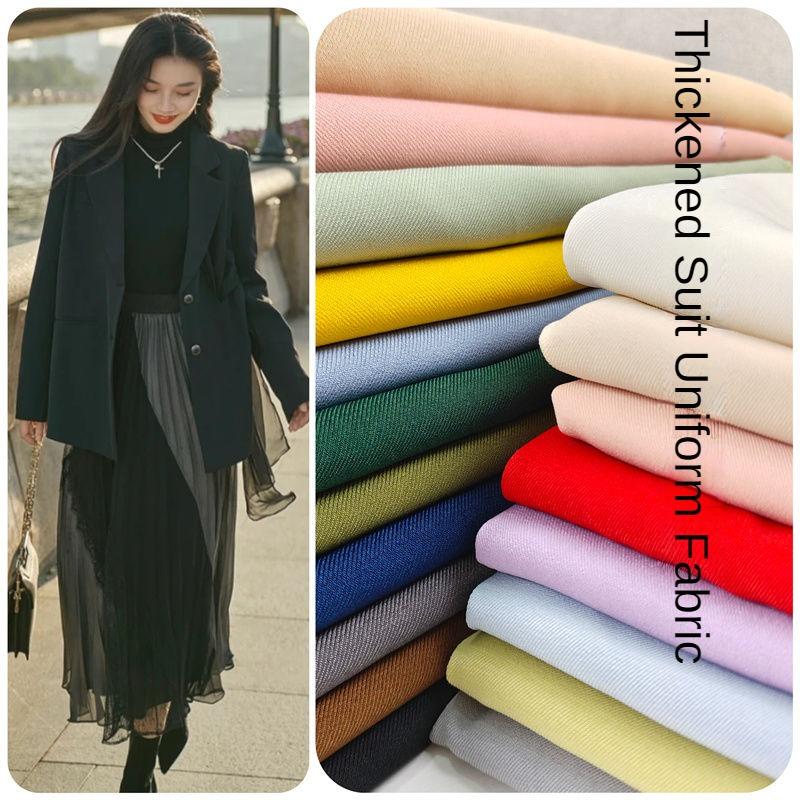 Thickened Micro Elastic Suit Fabric By The Meter for Pants Vest Pleated Skirt Uniform Clothes Sewing Anti Wrinkle Cloth Gray Red
