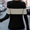 2025 Autumn and Winter New Products Round Neck Loose Casual Color Matching Thin Sweater, Temperament All-match Elegant Ladies Long-sleeved Top 5019
