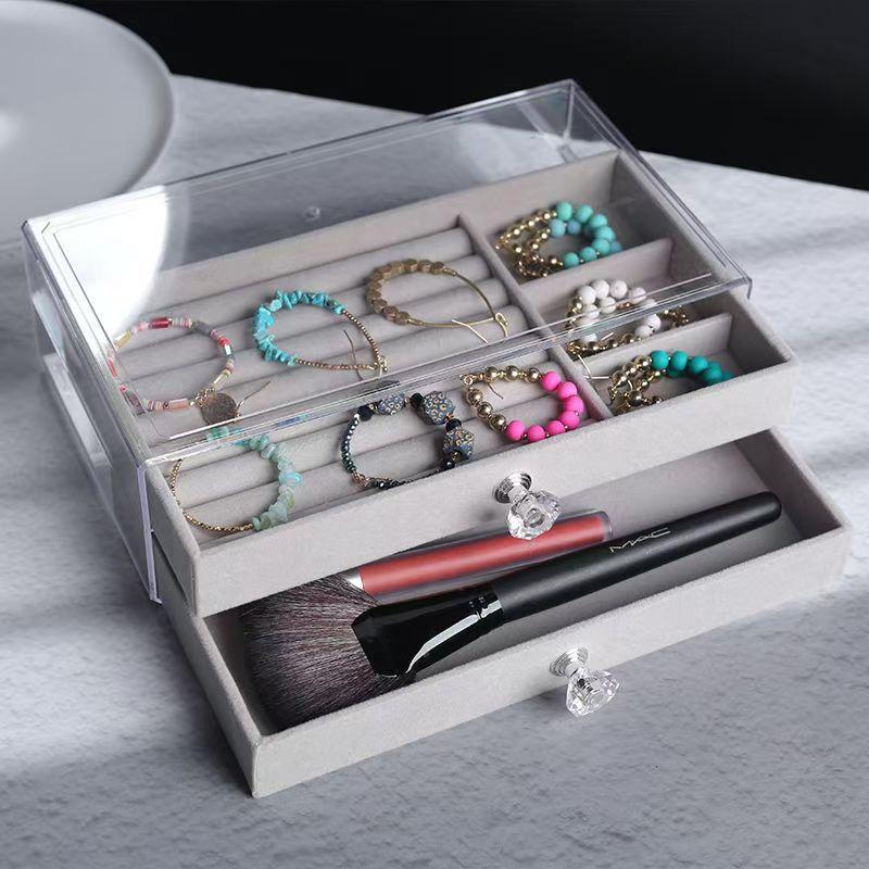 Five-layer Jewelry Box, Acrylic Drawer Earrings, Necklace, Ring Storage Box, Large-capacity High-end Exquisite Jewelry Box.