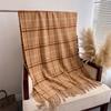 Korean Atmosphere Plaid JK Scarf, Adult Unisex Autumn Winter Thickened Warm Versatile Scarf with Tassels, Fashionable Casual Style