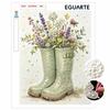 Floral Rain Boot Pearl Art Kit with Frame 3D Sparkling Canvas Painting Elegant Luxury Room Wall Decor Gift for Modern Aesthetic Home Interior