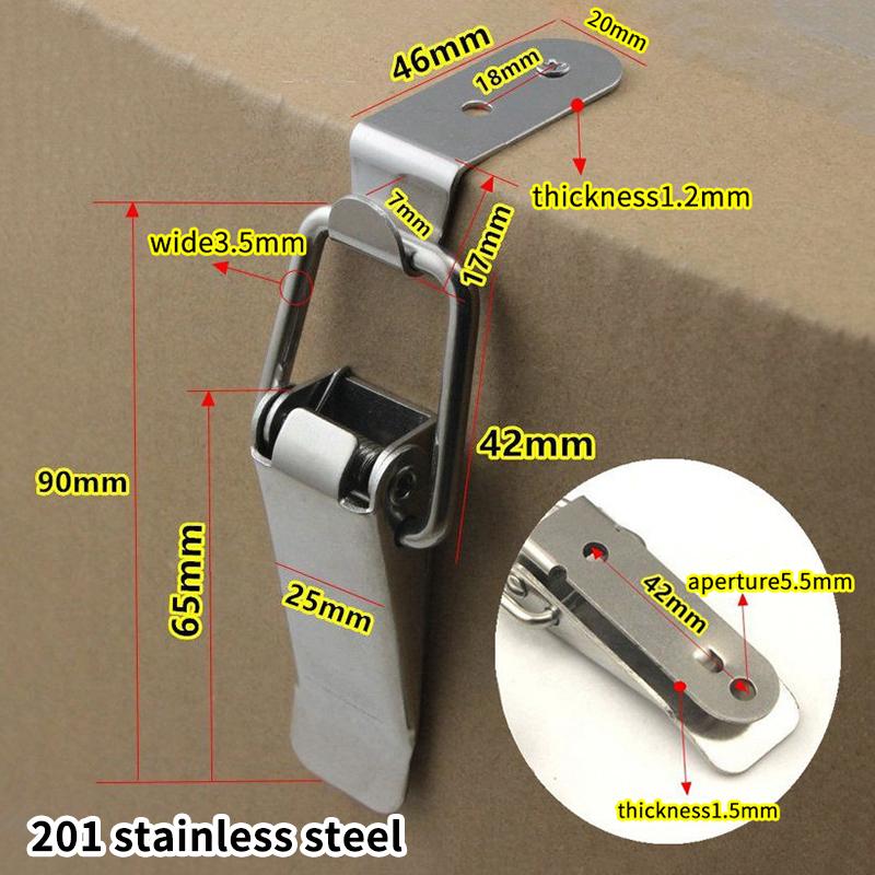 1 Set Cabinet Door Metal Clasps 90 Degree Box Closure Lock Duck-mouth Buckle Hook Spring Loaded Draw Toggle Hasps Clamp