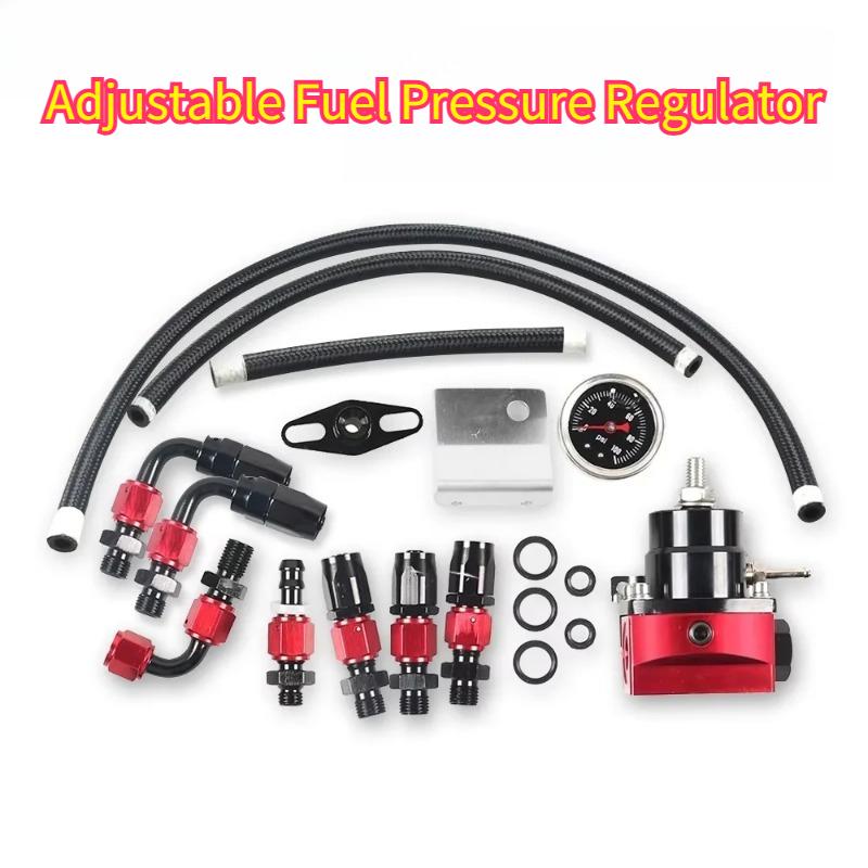 Car Universal EFI Fuel Pressure Regulator for 7MGTE MKIII with Hose Line Oil 100psi Gauge Universal Adjustable FPR AN6 Fitting