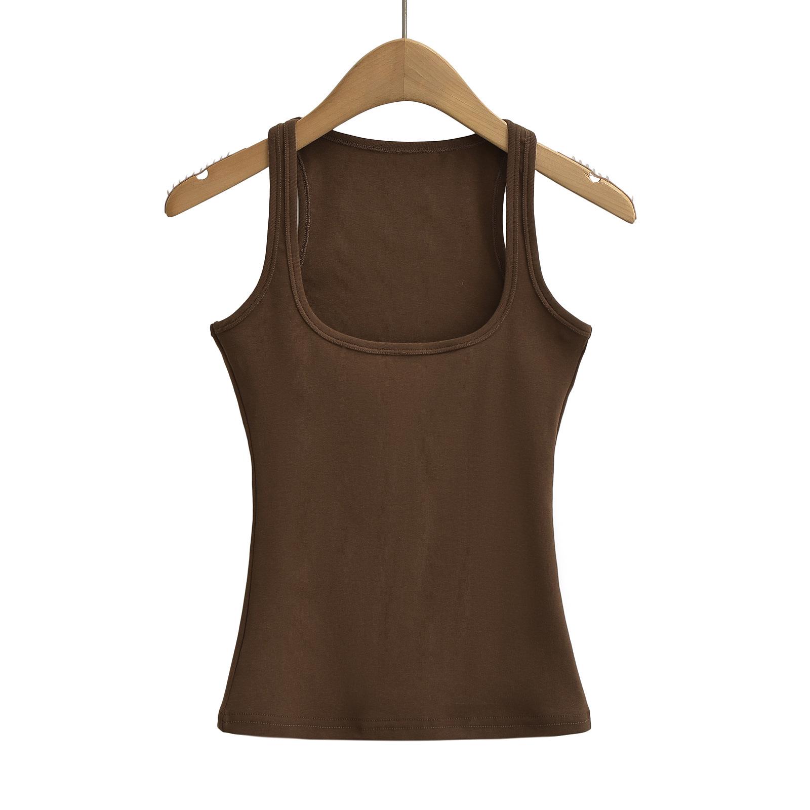 

Женская однотонная облегающая майка с квадратным вырезом - Универсальный летний топ без рукавов Small