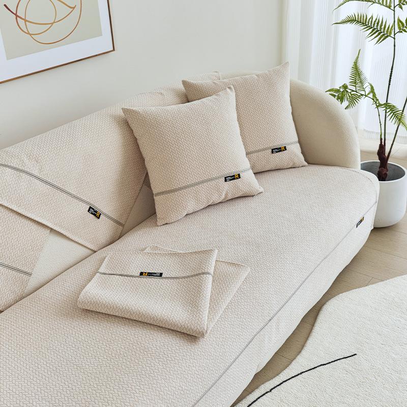 Sofa Cushion Four Seasons Universal Nordic Simple Milky White Sofa Cover Towel Backrest Armrest Chenille Sofa Cover