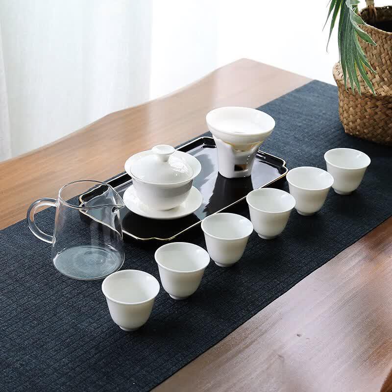 Dehua Suet Jade Porcelain Kung Fu Tea Set