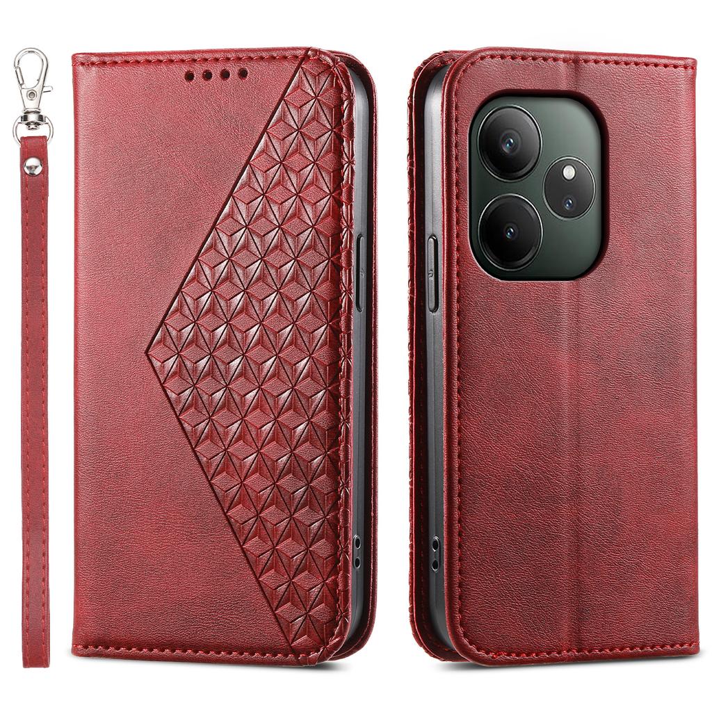 For Realme GT 6 5G Case Calf Texture PU Leather Phone Cover with Wallet