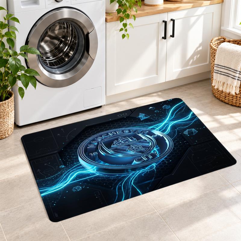 Flannel Kitchen Mat Manchester City Soft Area Rug Non Slip Floor Carpet Home Decoration