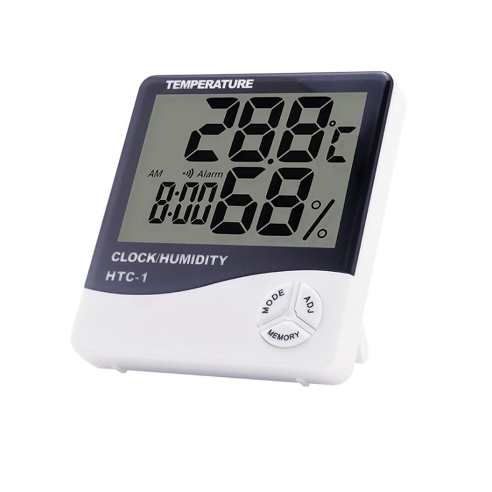 LCD Electronic Digital Temperature Humidity Meter Indoor Outdoor Thermometer Hygrometer Weather Station Clock HTC-1 HTC-2 HTC-1