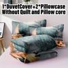3pcs Halloween Duvet Cover Set without Insert, Soft Polyester Quilt Cover with 2 Pillowcases, Blue Green Witch Hat & Pumpkin