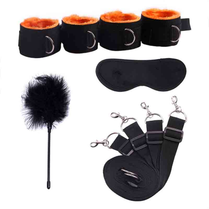 Sex Handcuffs With Mask and Flirting Feather Stick BDSM Bondage Set Under Bed Erotic Sex Toys for Women Couple Adult Game