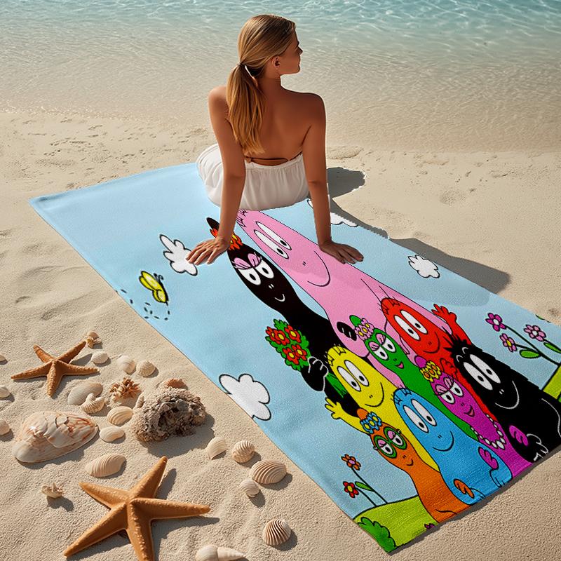 proof beach towel with a Barbapapa pattern - soft,absorbent,quick-drying,machine washable - perfect for swimming,camping,bathing