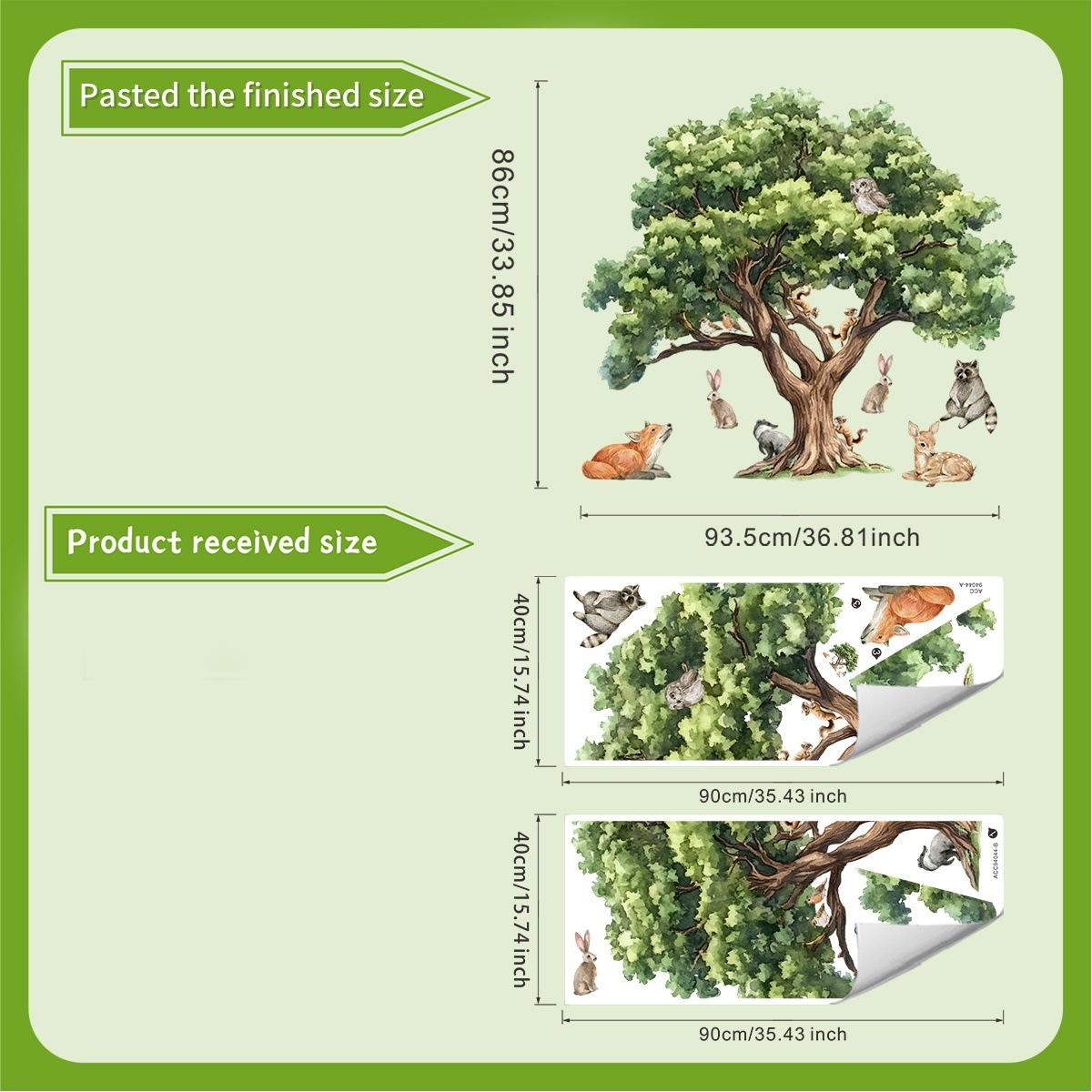 

Little Animals Resting in Shade Wall Sticker Kids Room Kindergarten Living Room Wall Decoration Self-Adhesive 40x90cm*2pcs різнокольоровий