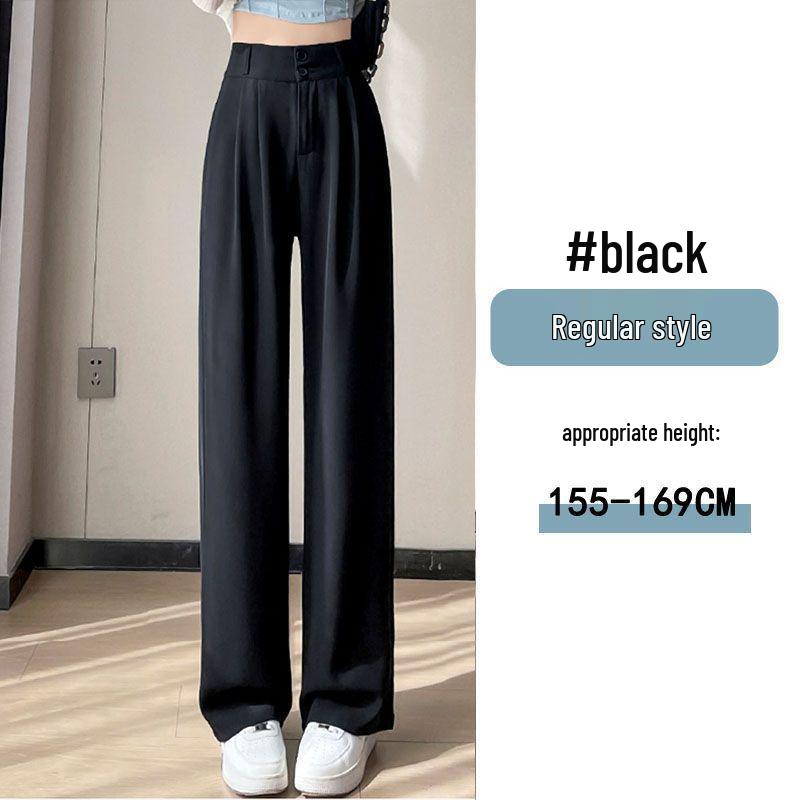 Ice Silk High Waist Chiffon Wide Leg Pants - Women's Summer Korean Style