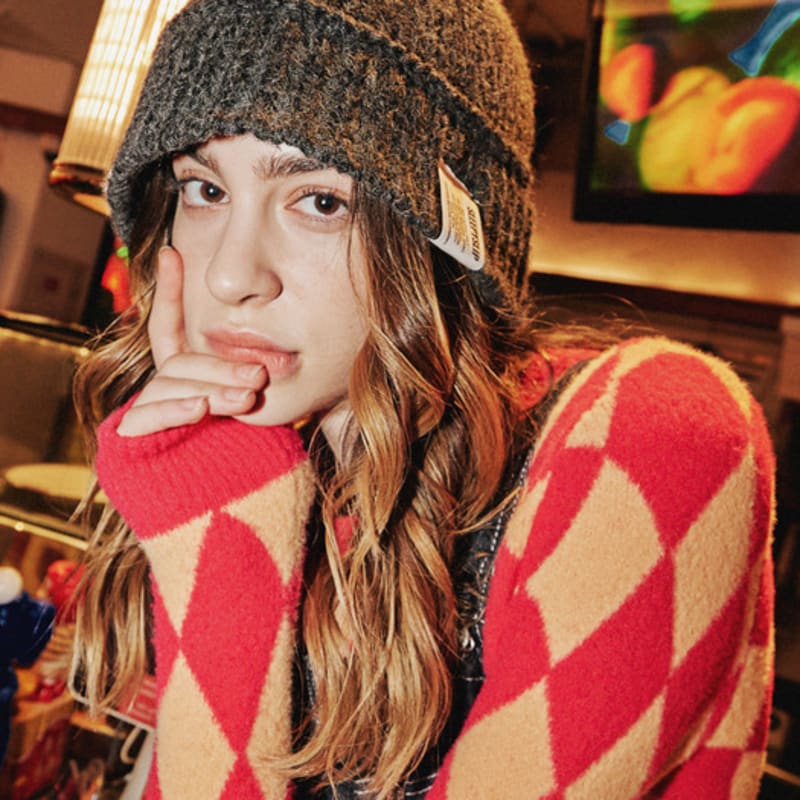 

SLEEPYSLIP [unisex]ALPACA KNIT CHARCOAL BUCKET HAT free