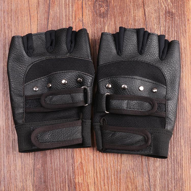 Half Finger Leather Gloves New Men and Women Sports Cycling Mountaineering Outdoor Motorcycle Sunshade Non Slip Fitness PU Gloves