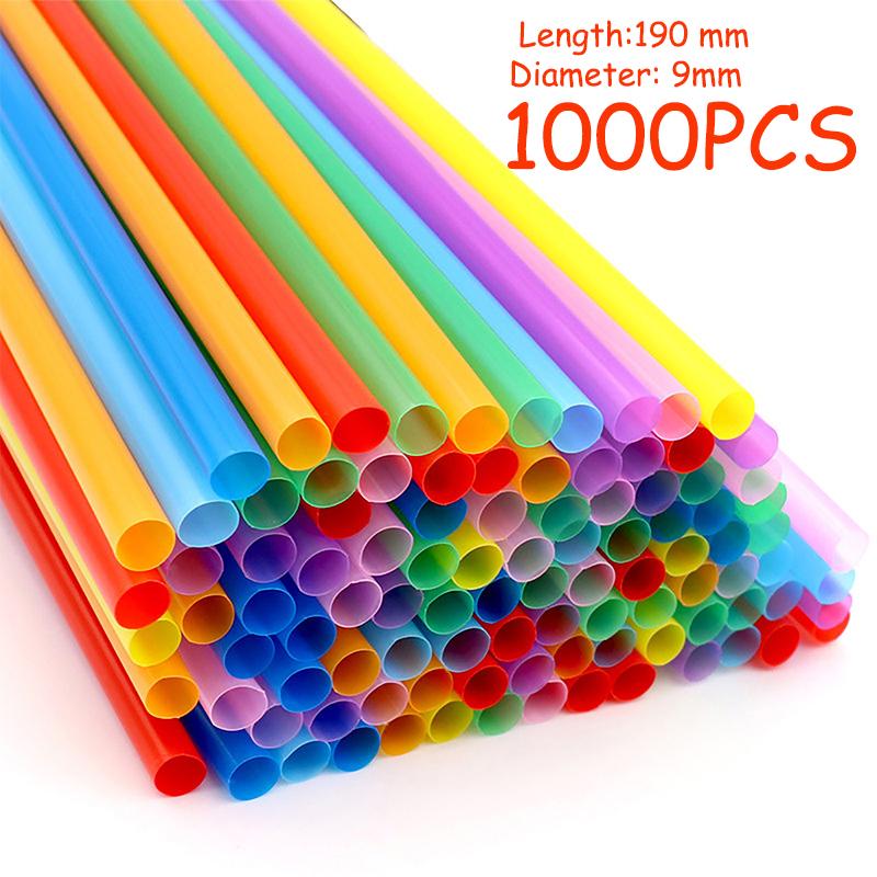 1000-4000Pcs Multicolor Kunststof Straws for Wedding Party Supplies Beverage Kitchen Cocktail Drinking Straws pajitas plastique