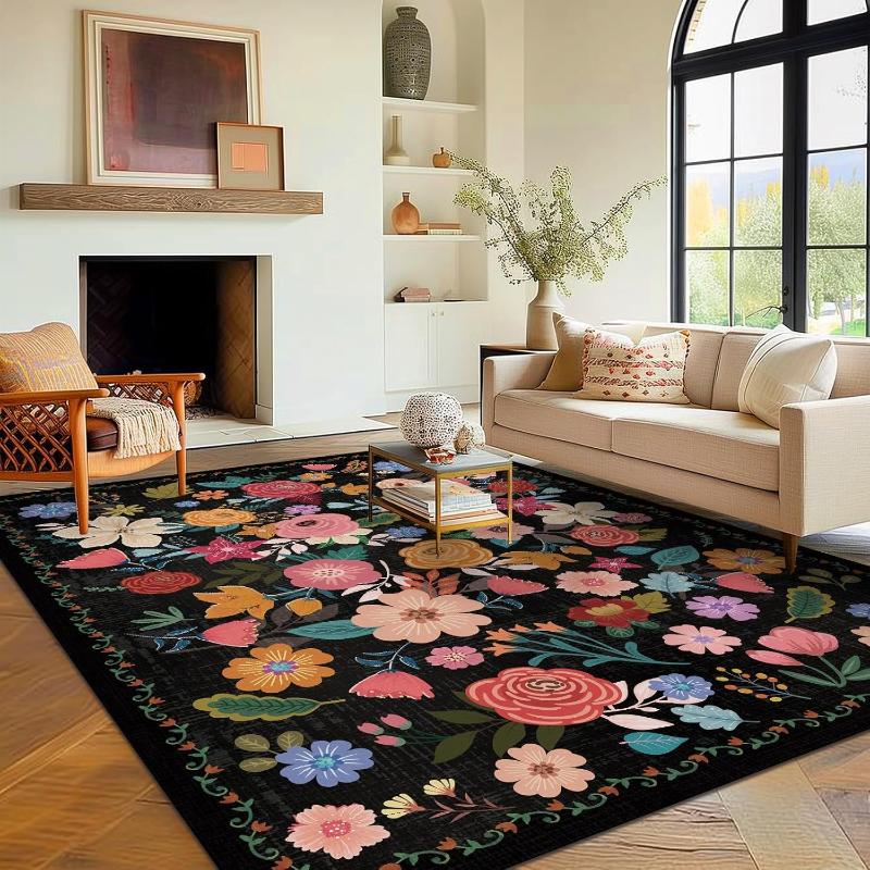 French Style Living Room Decoration Carpet Thick Plush Rugs for Bedroom Flower Pattern Study Floor Mat Fluffy Soft Cloakroom Rug