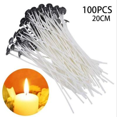 100Pcs 20cm Candle Wicks Smokeless Wax Pure Cotton Core DIY Candle Making Wicks for Party Supplies Candle Wicks