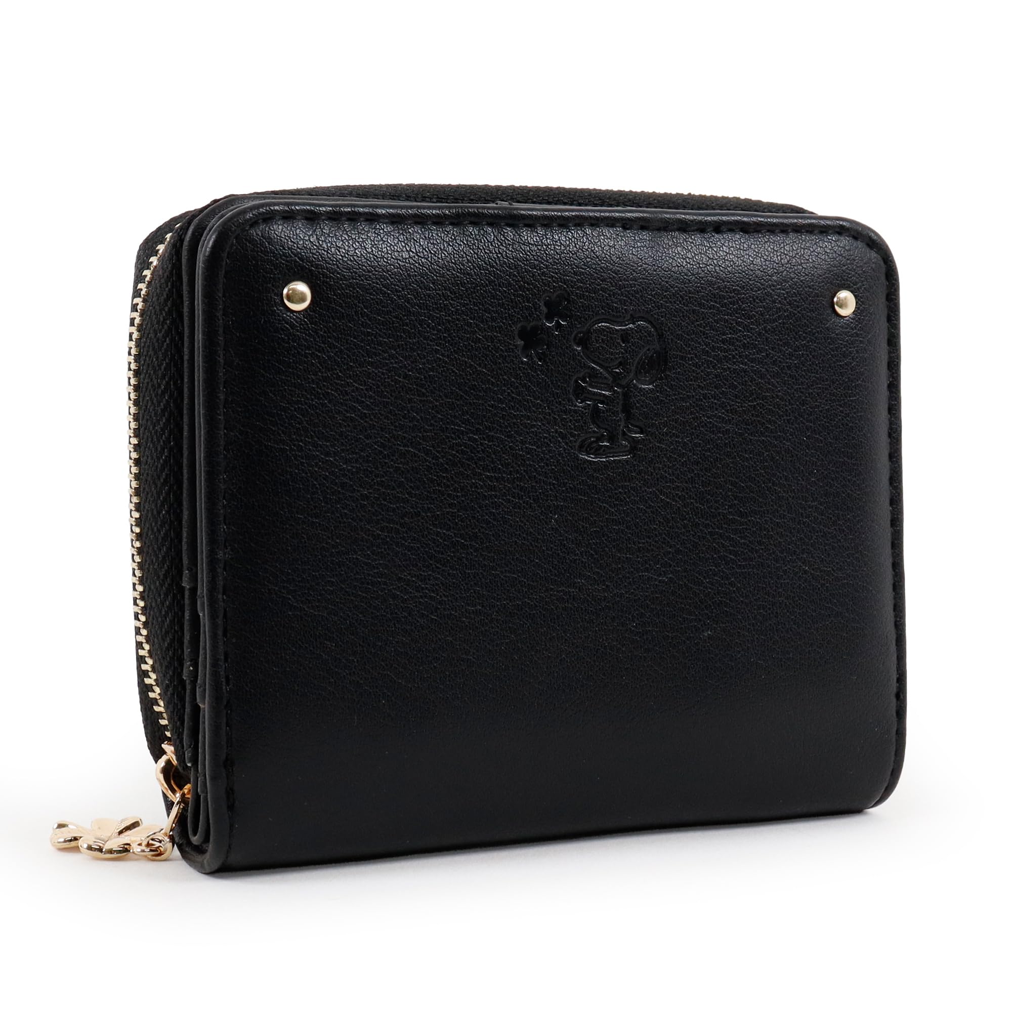 Женский бифолд-кошелек Snoopy с круговой молнией, тиснением в виде цветка и дизайном PEANUTS (черный)