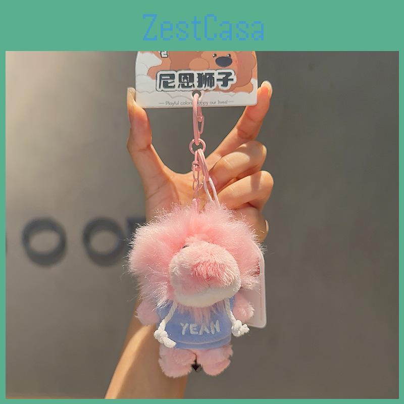 Cute Letter Embroidered Hoodie Nien Lion Plush Toy Pendant Keychain For Bags And Keys