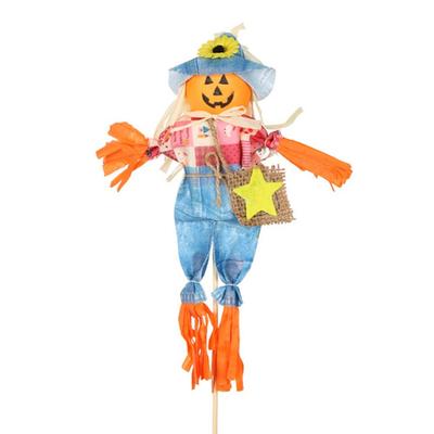 Bambola spaventapasseri di zucca Pantaloni arancioni Spaventapasseri per la decorazione della bambola del giardino di casa