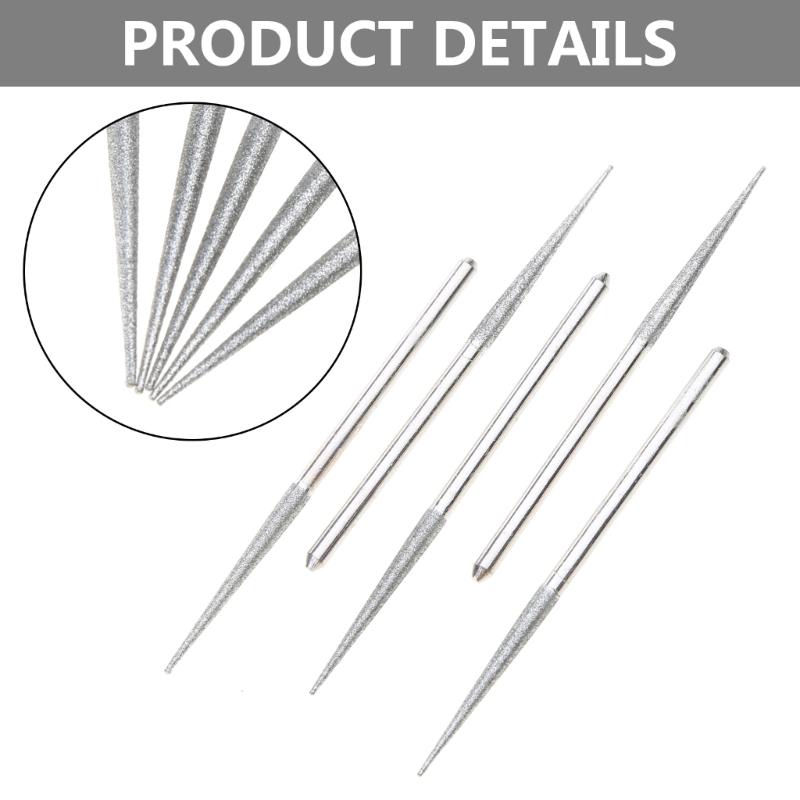 5PCS 3mm Shank Grinding Rods Mini Drill Diamond Grinding for Head Bur Needle Engraving Carving Polishing Glass Drill Bit
