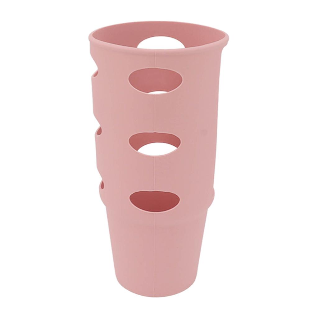 Cup Protector Sleeve Slip Resistant All Wrapped Detachable Silicone Water Cup Boot for 30oz Cups Light Pink