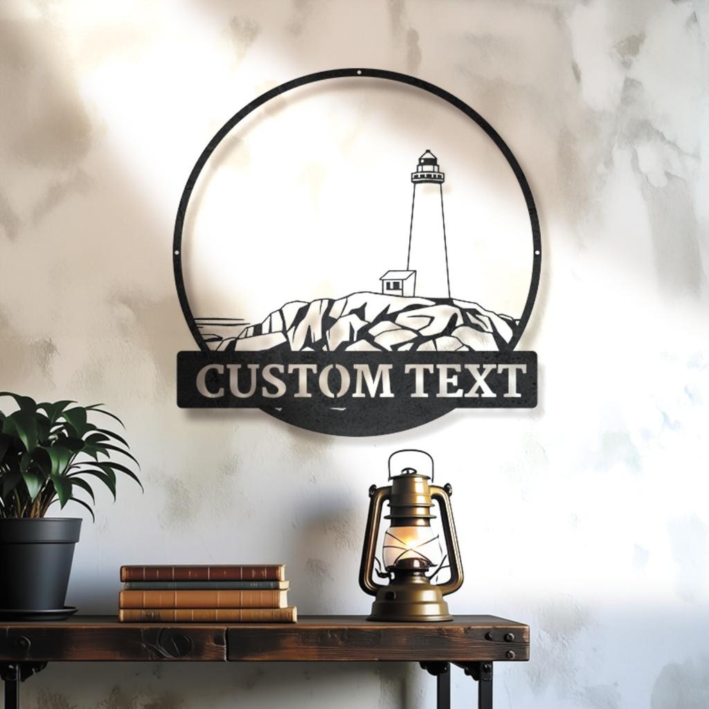 Custom Metal Lighthouse Wall Art, Nautical Decor for Home, Handmade Rustic Cottage Sign, Durable Indoor Outdoor Gift