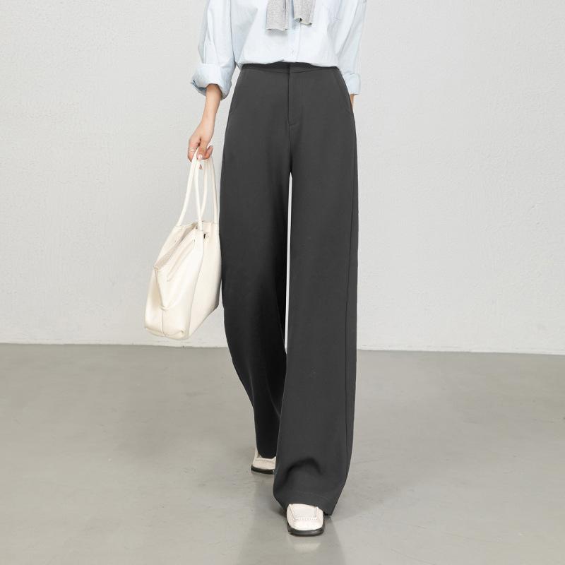 1116 Autumn Tencel Wool Wide-leg Pants Women's High-waisted Straight-leg Pants Loose and Thin Versatile Fashion Suit Pants