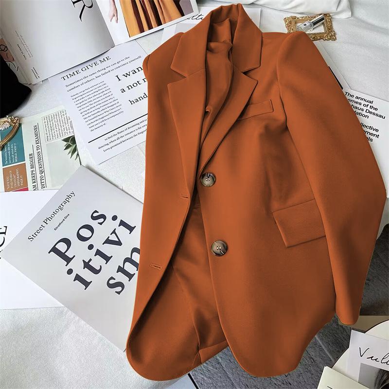 

2025 Chic Blue Women s Petite Blazer: Korean Style Casual Suit Jacket for Spring & Autumn XL оранжевый