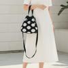 Soft Polka Dot Bucket Bag Patterned Drawstring Purse Crossbody Pouch Knit Tote  Mom