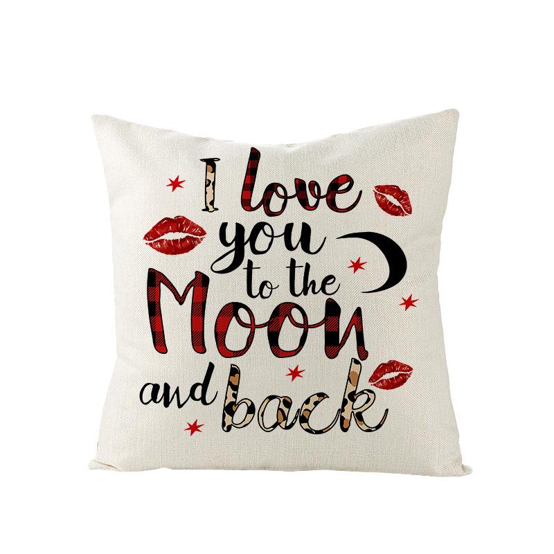 Plaid Valentine's Day Pillow Cover Polyester Printed Love Sofa Cushion Cover Nordic Bedroom Sofa Cushion
