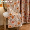 1PC NAPEARL French Vintage Orange Floral Print Blackout Curtain 100% Blackout Versatile Curtain for Bedroom Living Room Balcony Window for Home Decor