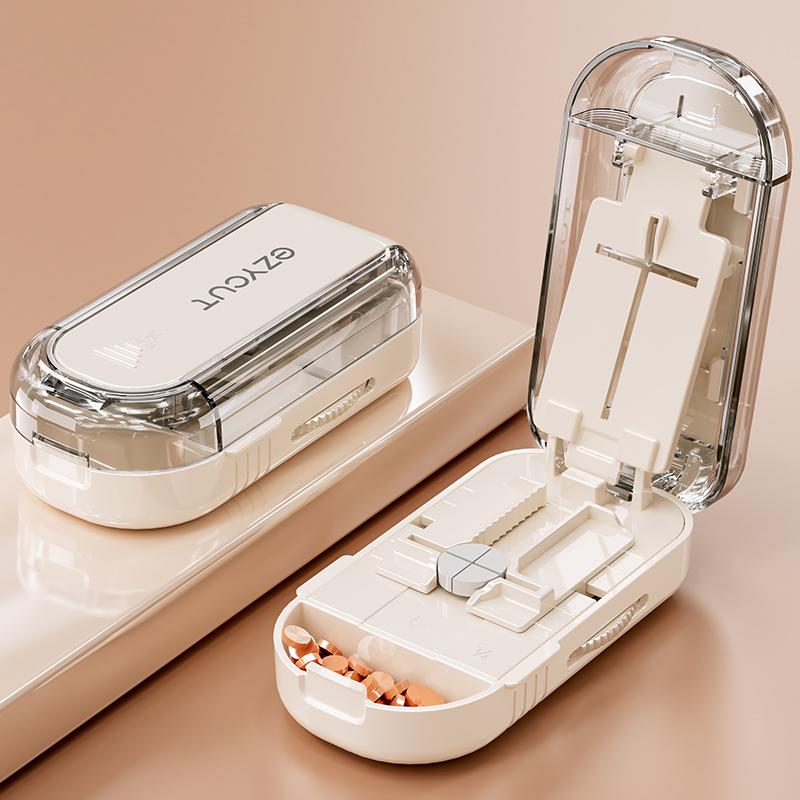 New Design Pill Cutter Bisection/Trisection/Quartersection Even Cutting with Replacement Blades Waterproof Travel Pill Crusher