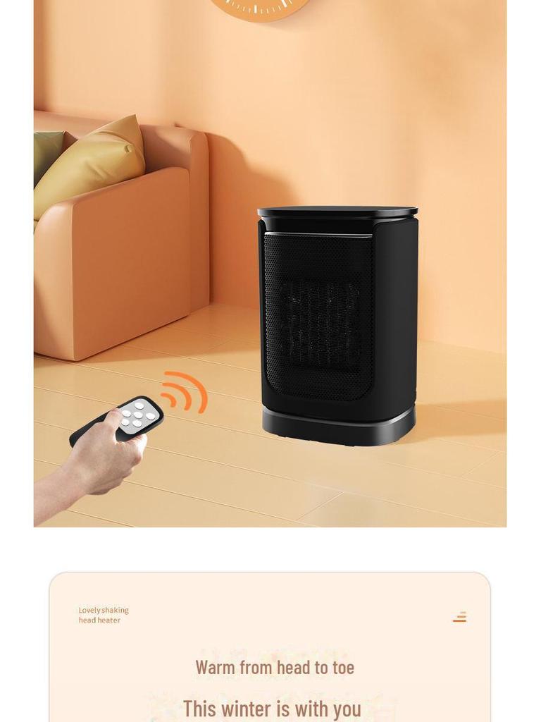 Digital Display Remote-Control Desktop Heater with Oscillation, Fast Heating, Intelligent PTC Hot Air Blower for Home and Office