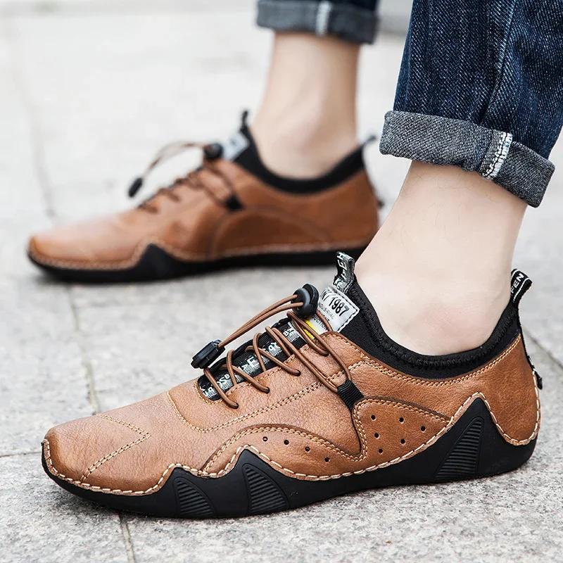 Men's Luxury Leather Shoes Luxurious Trendy Durable Shoes Parties Commuting Daily Work Comfortable Flat Bottom Walking Shoes Comfortable Soft Sole Non