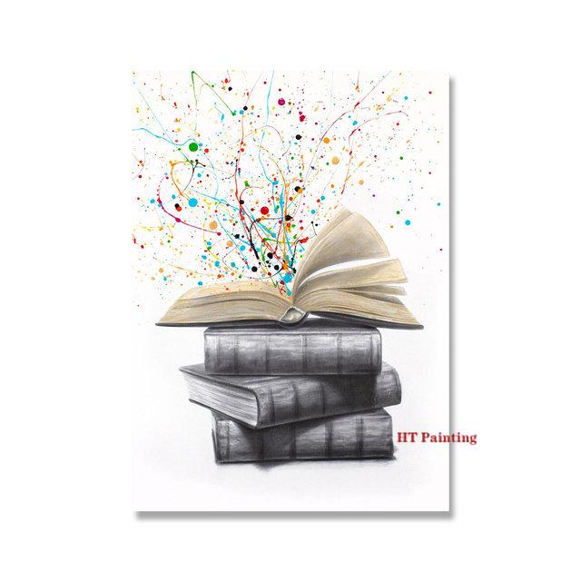 Citind Cărți Poster de Studiu Culoare Splash Desen Animat Pasăre Drăguță Educație Imagini de Perete Pictură pe Pânză Cameră Copii Decor Acasă