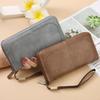 Women Hollow Zipper Wallet Leather Clutch Retro Female Hollow Organ Card Bag Large Capacity Long Mobile Phone Card Holder