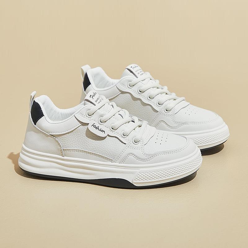 2025 Autumn White Shoes New Korean Version Ins Female Students Platform Heightening Sports Board Shoes Casual Street Shooting H6518