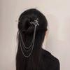 Personalized And Fashionable Gothic Punk Thorn Rose Tassel Beaded Chain Hair Stick For Women Daily Hair Accessories