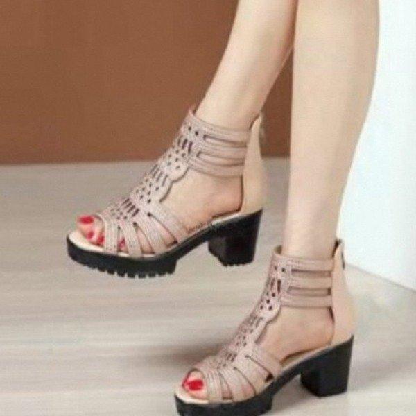 Sandals women's thick heel new non-slip fish mouth medium and high heel women's shoes women's soft-soled open-toe height-increasing cool boots