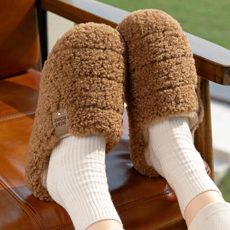 Mingsheng neue Baumwollpantoffeln Winter Paar Zuhause Zuhause rutschfest dicksohlig Thermotasche und Baumwollschuhe