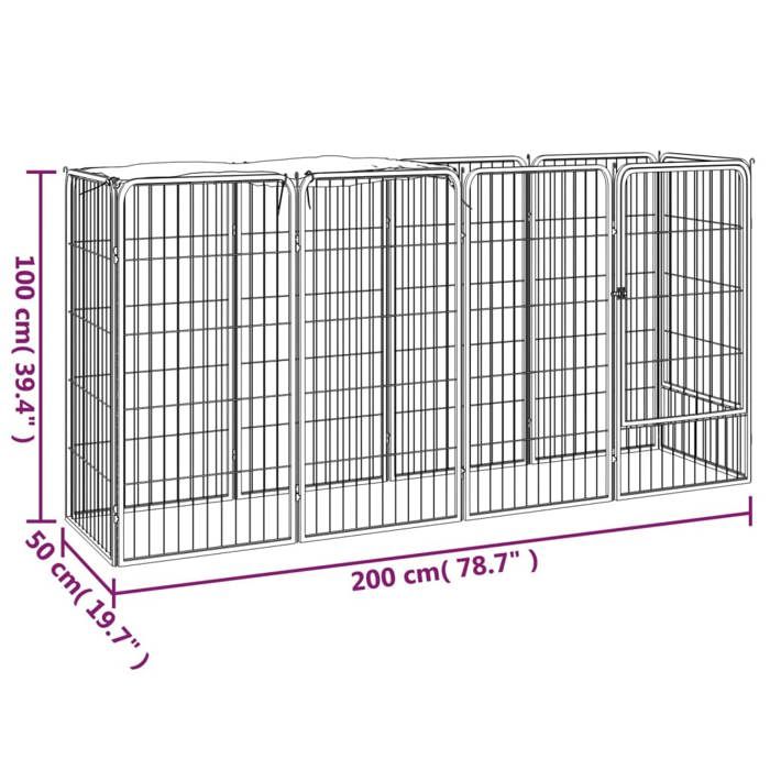 VidaXL Dog Playpen 10 Panels Black 50x100cm Powder-Coated Steel 3115948