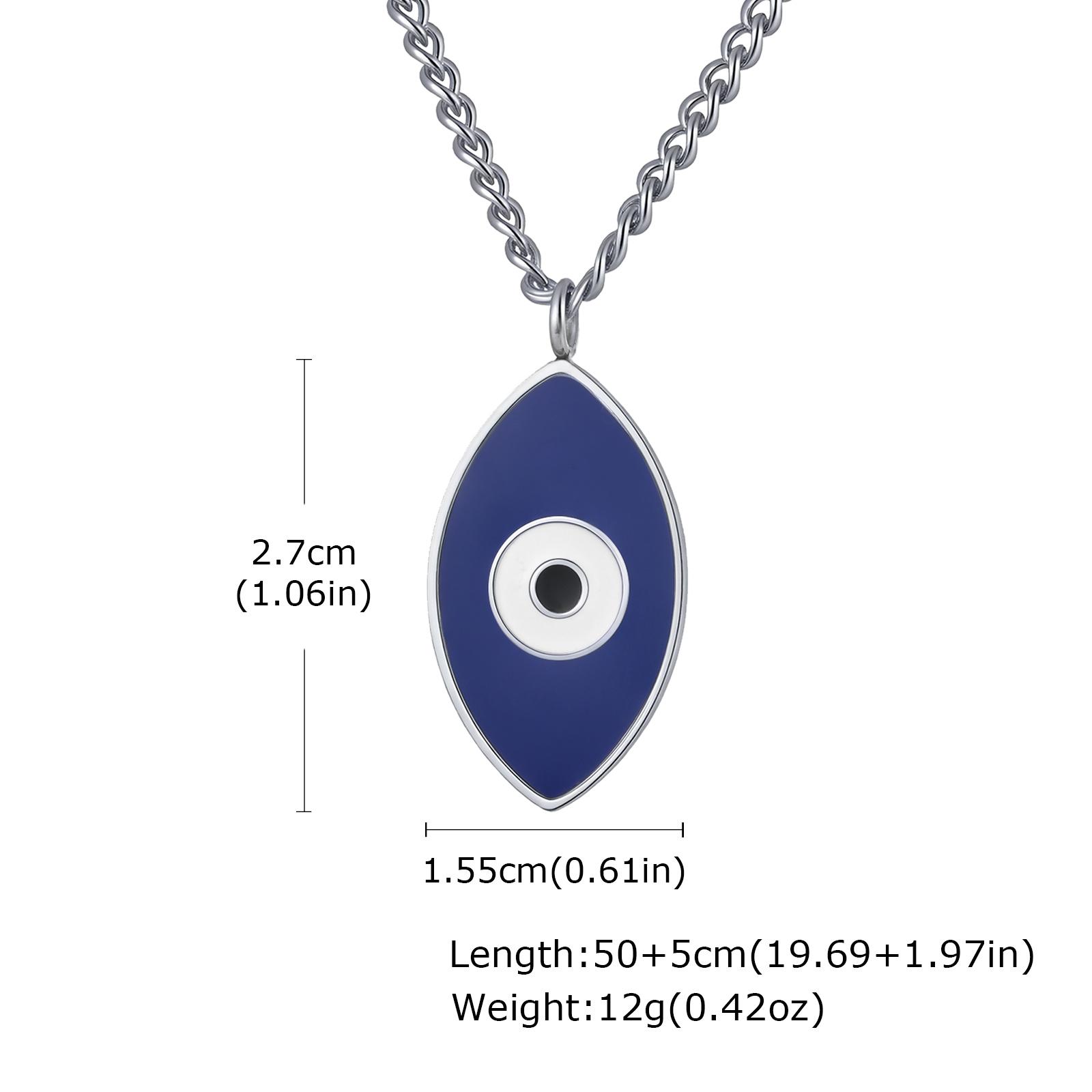 Evil Blue Eye Pendant Necklace for Men Stainless Steel Oval Lucky Eyes Necklace Personality Fashion Jewelry Gift Wholesale