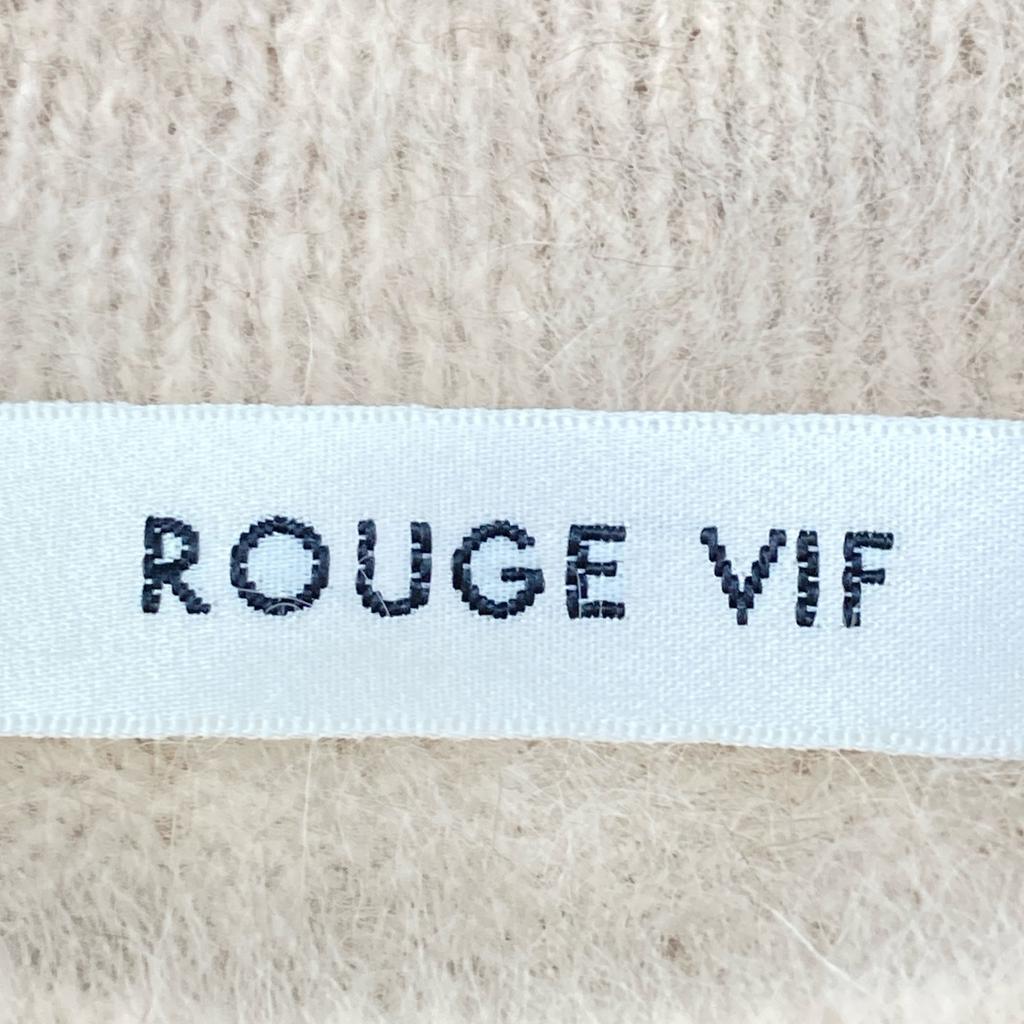 Rouge Vif 3145-00-40000 Pink Fox & Raccoon Puff Sleeve Knit Tops Not Written BeigeUsed