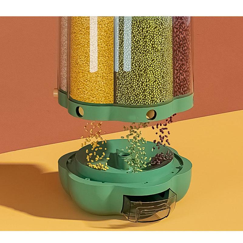 Grains Separate Storage Box Rotating Rice Bucket Food Grade Household Bean Storage Tank Large 6.5kg Green