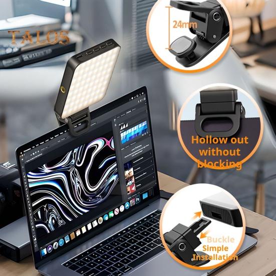 LED Fill Light with Phone Clip Cold Shoe Super Bright 3 Light Modes Flicker Free Portable Rechargeable Magnetic Phone Selfie Light Accessory