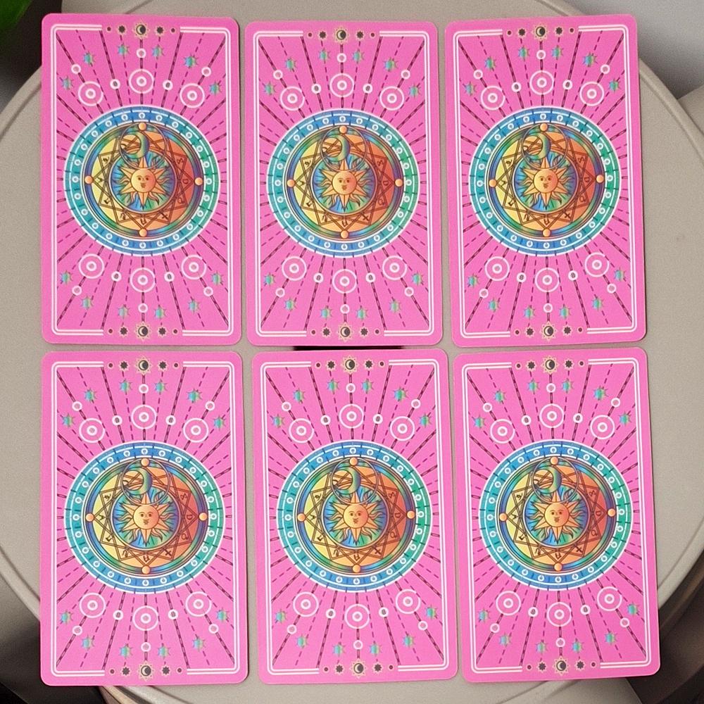 Pink Neon Tarot Deck 10.3*6cm - 78 Classic Rider-Waite Smith Cards Vibrant Trippy Design